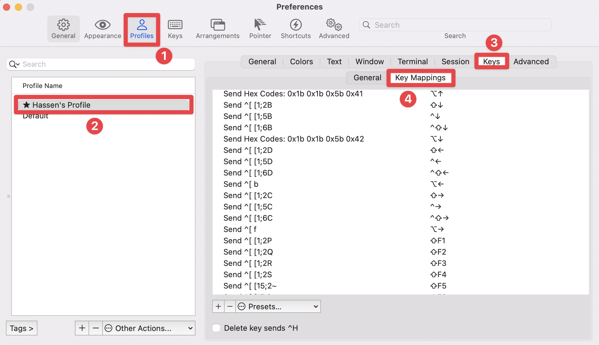 iTerm2 key mappings
