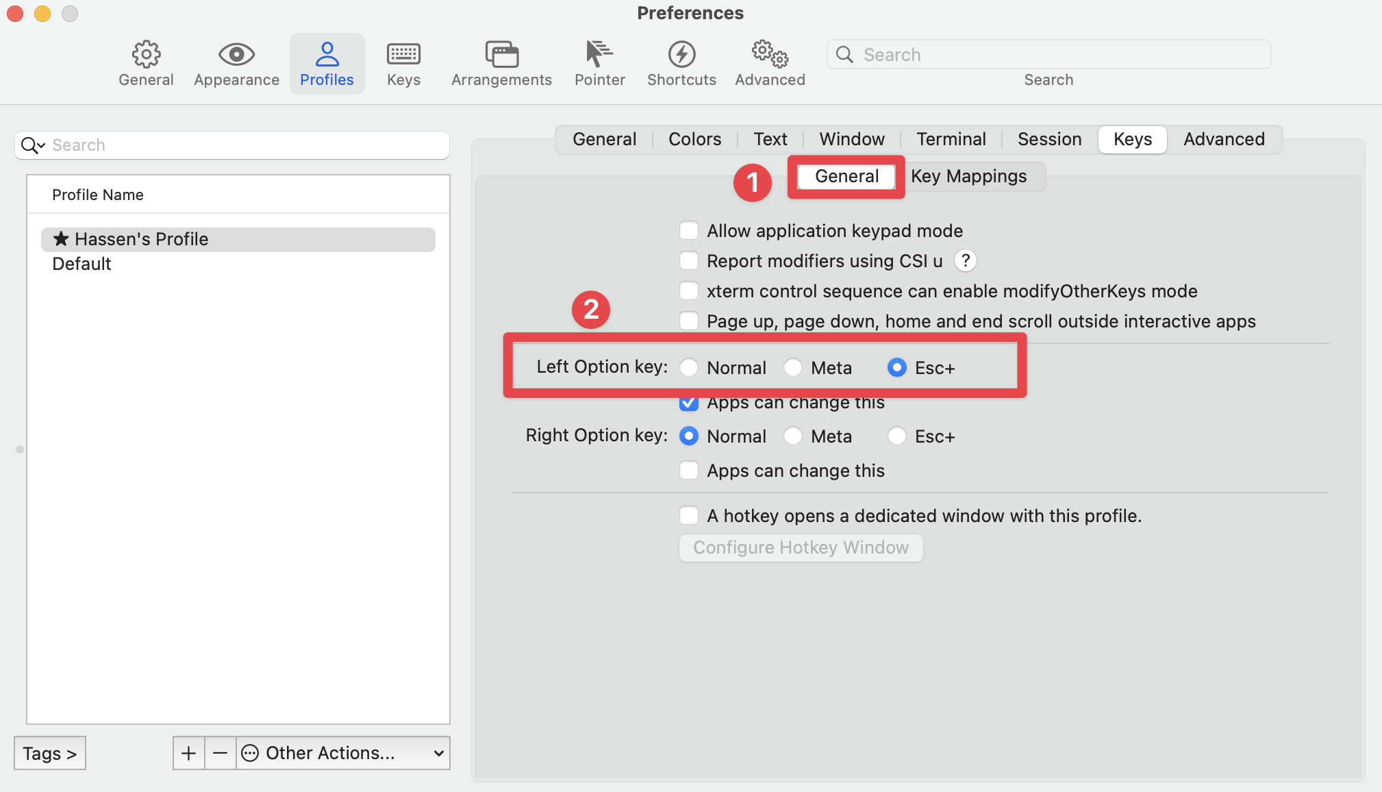 Delete a word in iTerm2